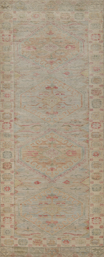 Vegetable Dye Oushak Turkish Runner Rug 3x10