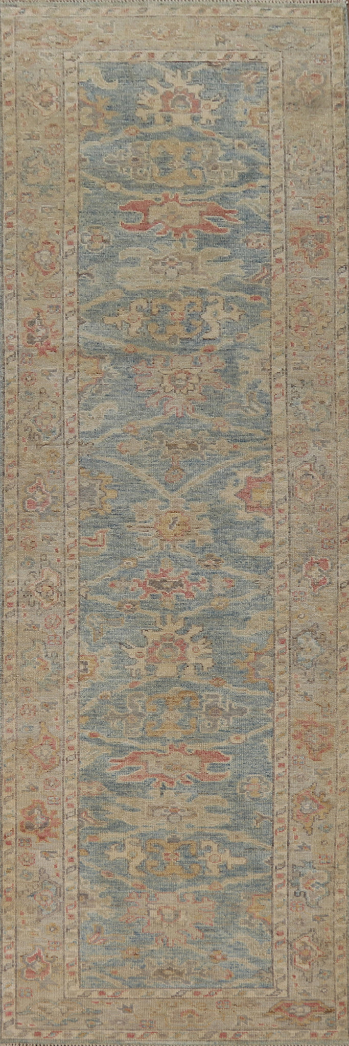 Vegetable Dye Oushak Turkish Runner Rug 3x11