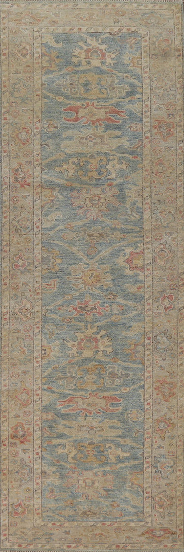 Vegetable Dye Oushak Turkish Runner Rug 3x11