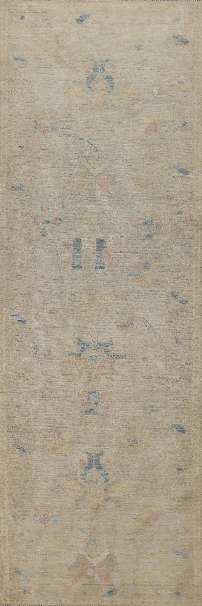 Vegetable Dye Wool Oushak Turkish Runner Rug 3x12