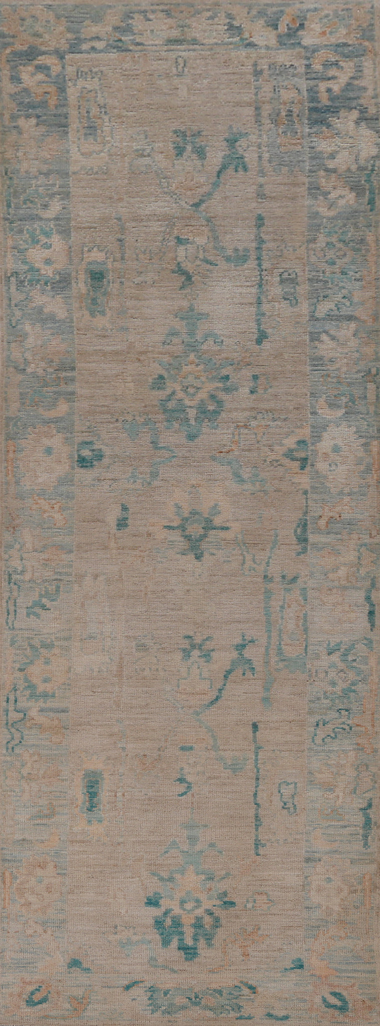 Vegetable Dye Wool Oushak Turkish Runner Rug 3x10
