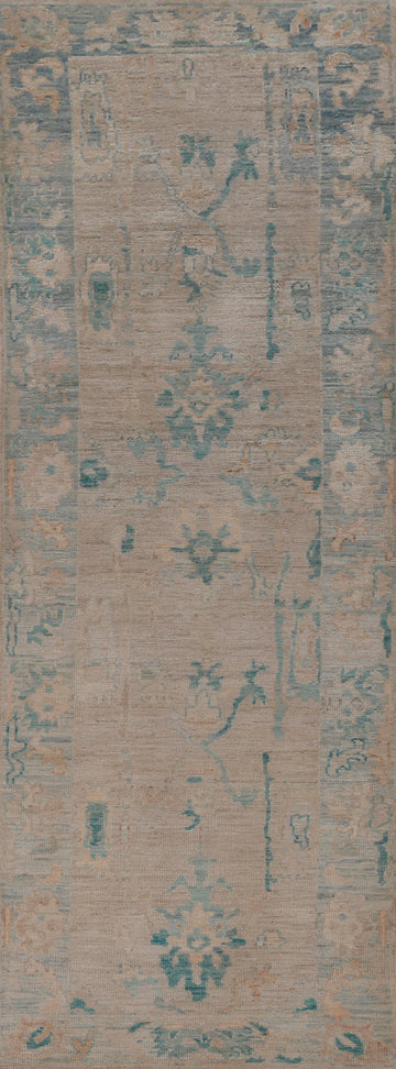 Vegetable Dye Wool Oushak Turkish Runner Rug 3x10