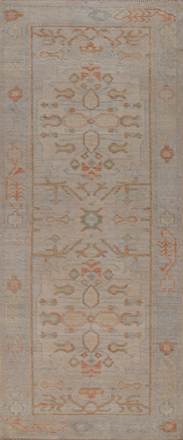 Vegetable Dye Wool Oushak Turkish Runner Rug 3x8