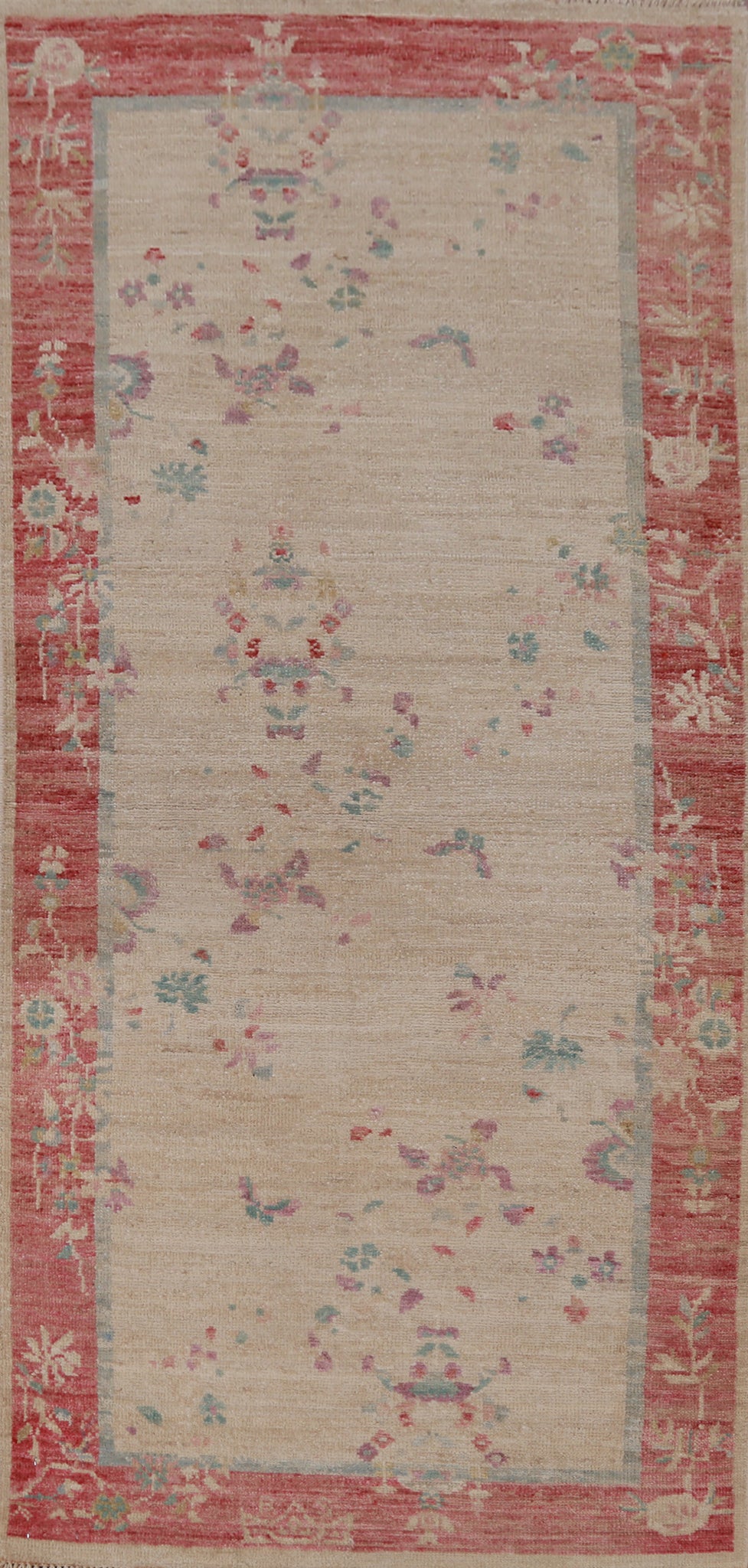 Vegetable Dye Wool Art Deco Turkish Rug 3x6