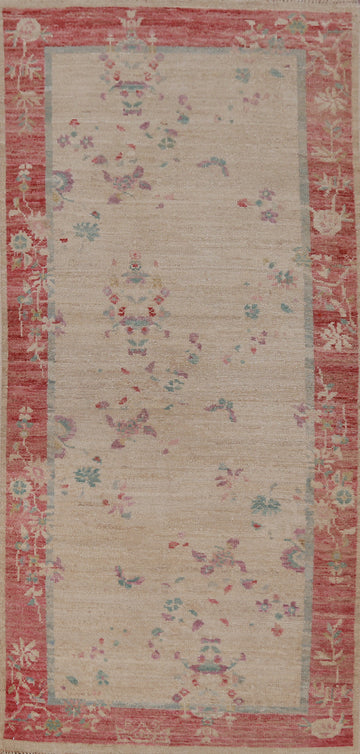 Vegetable Dye Wool Art Deco Turkish Rug 3x6