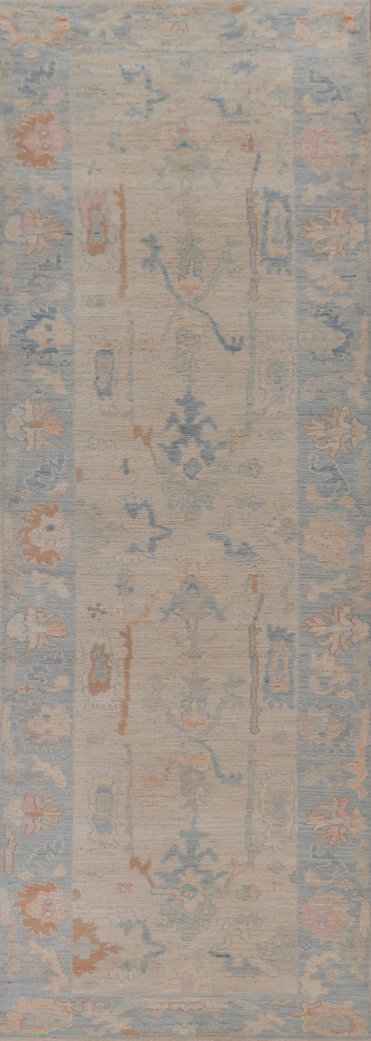 Vegetable Dye Wool Oushak Turkish Runner Rug 3x12