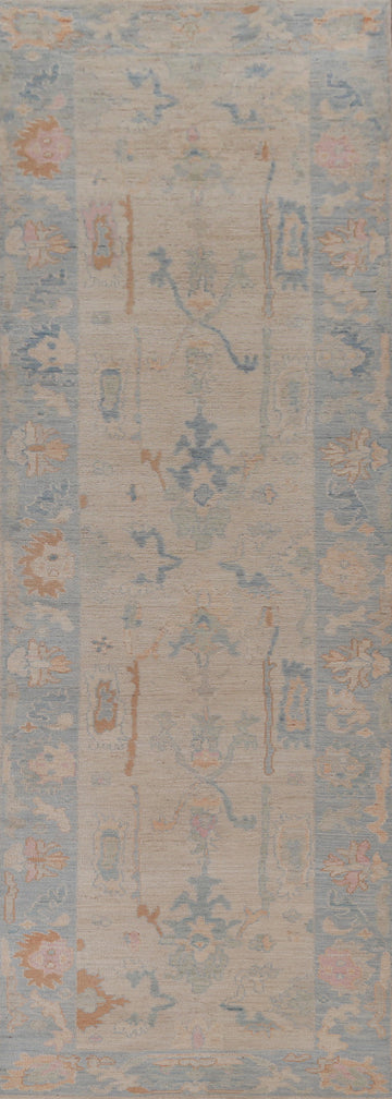 Vegetable Dye Wool Oushak Turkish Runner Rug 3x12