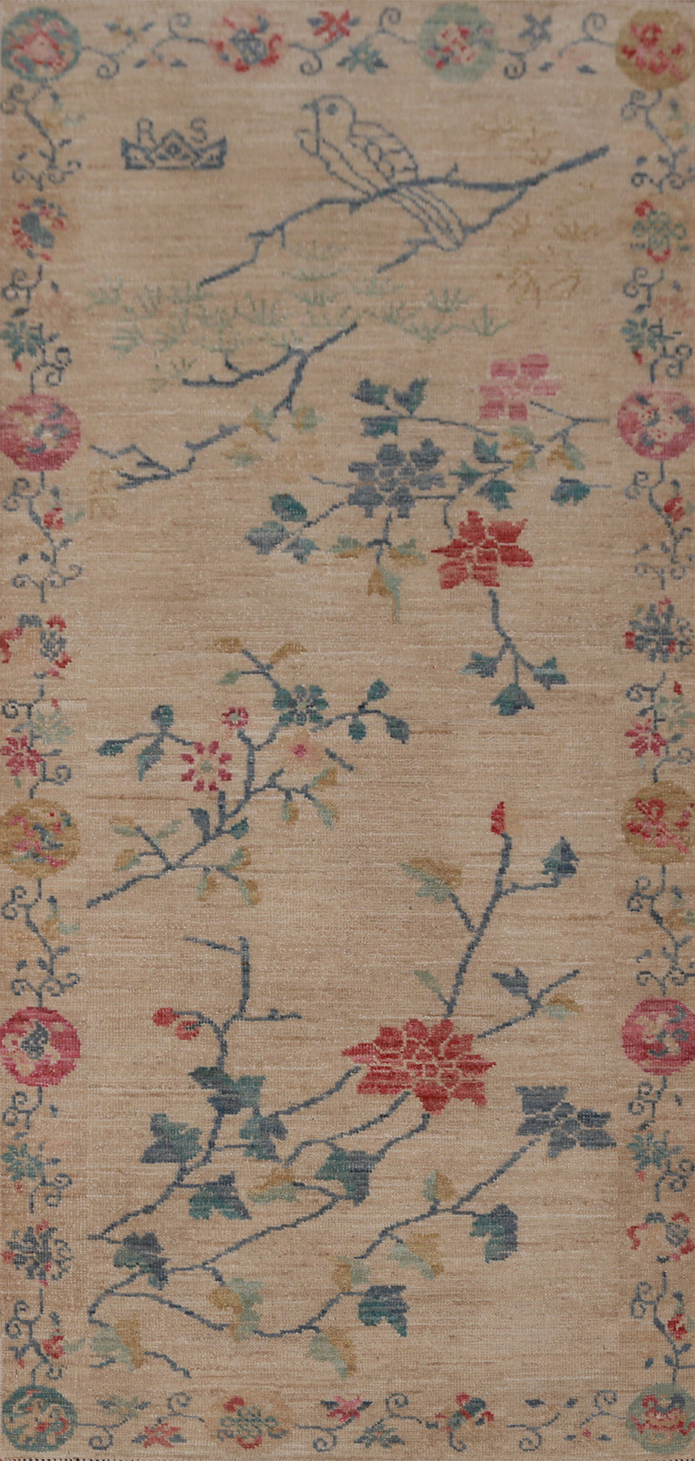 Vegetable Dye Wool Art Deco Turkish Rug 3x6