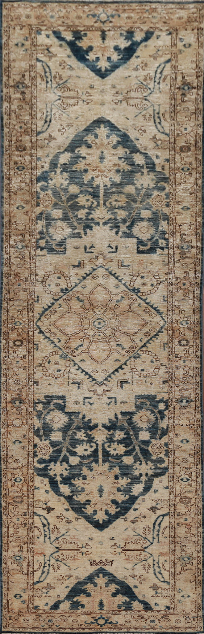 Vegetable Dye Wool Oushak Turkish Runner Rug 3x12