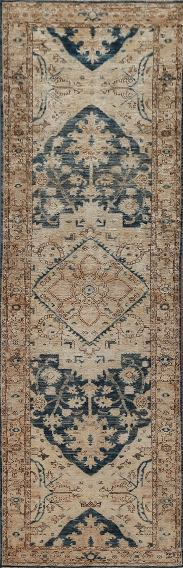 Vegetable Dye Wool Oushak Turkish Runner Rug 3x12