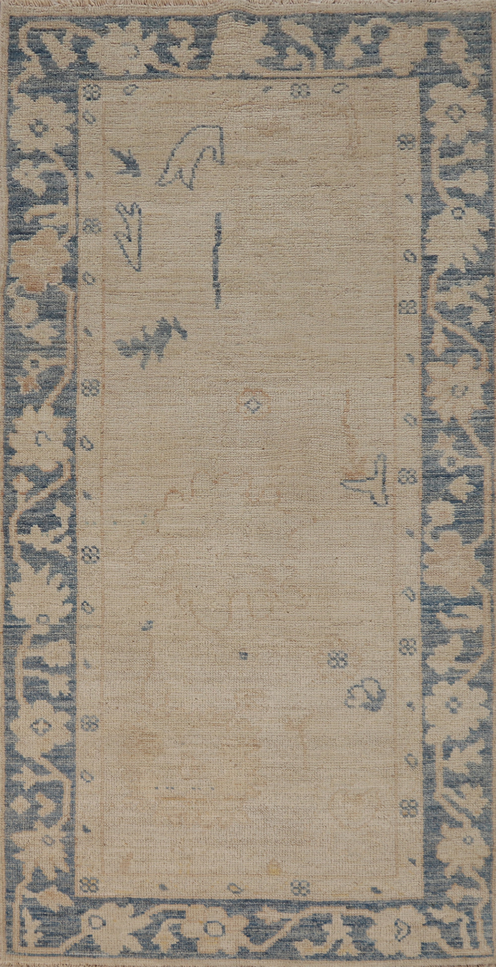Vegetable Dye Wool Oushak Turkish Rug 3x6