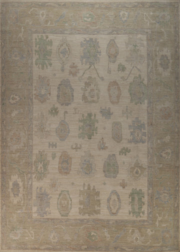 All-Over Vegetable Dye Oushak Turkish Area Rug 10x13