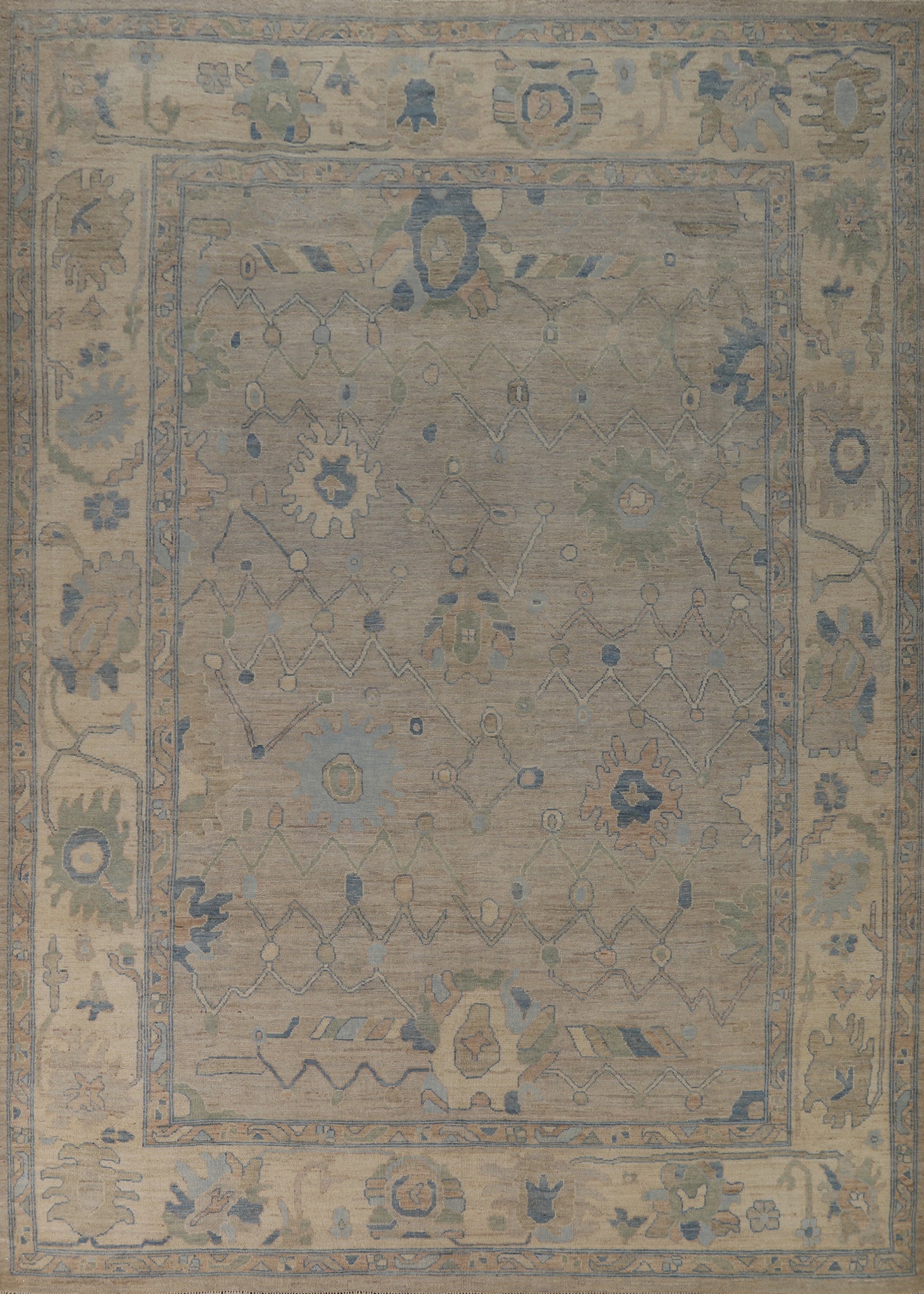 Vegetable Dye Wool Oushak Turkish Area Rug 9x12