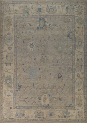 Vegetable Dye Wool Oushak Turkish Area Rug 9x12