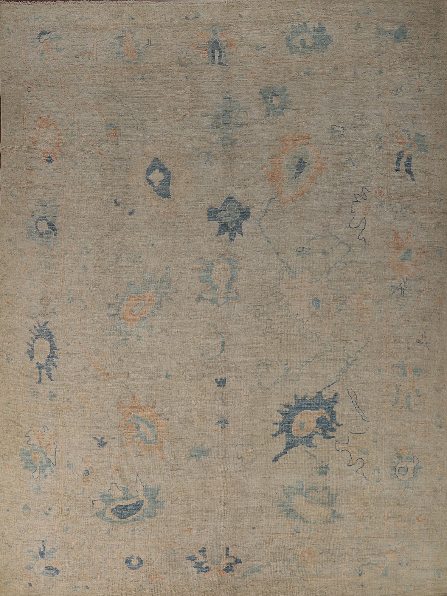 Vegetable Dye Oushak Turkish Area Rug 9x11