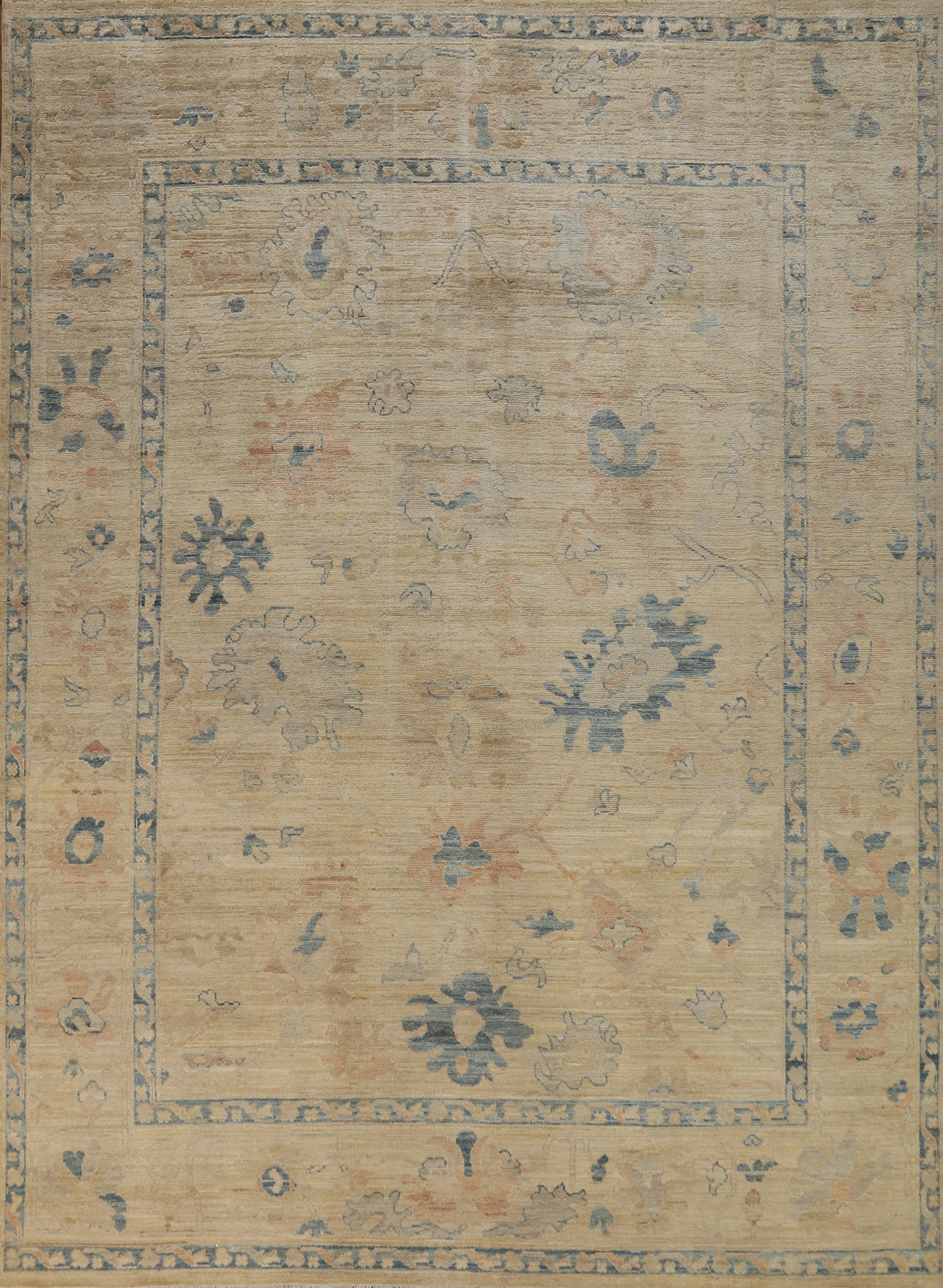 Vegetable Dye Floral Oushak Turkish Area Rug 8x10
