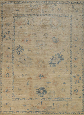Vegetable Dye Floral Oushak Turkish Area Rug 8x10