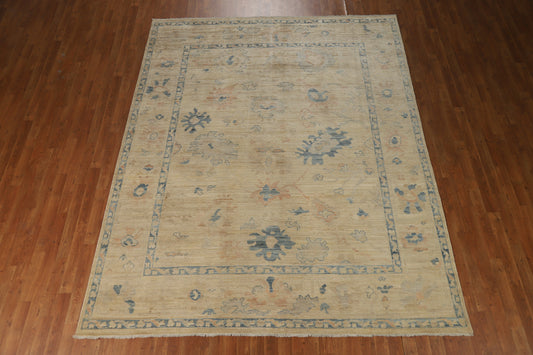 Vegetable Dye Floral Oushak Turkish Area Rug 8x10