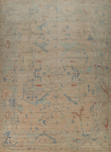 Vegetable Dye Wool Oushak Turkish Area Rug 10x12