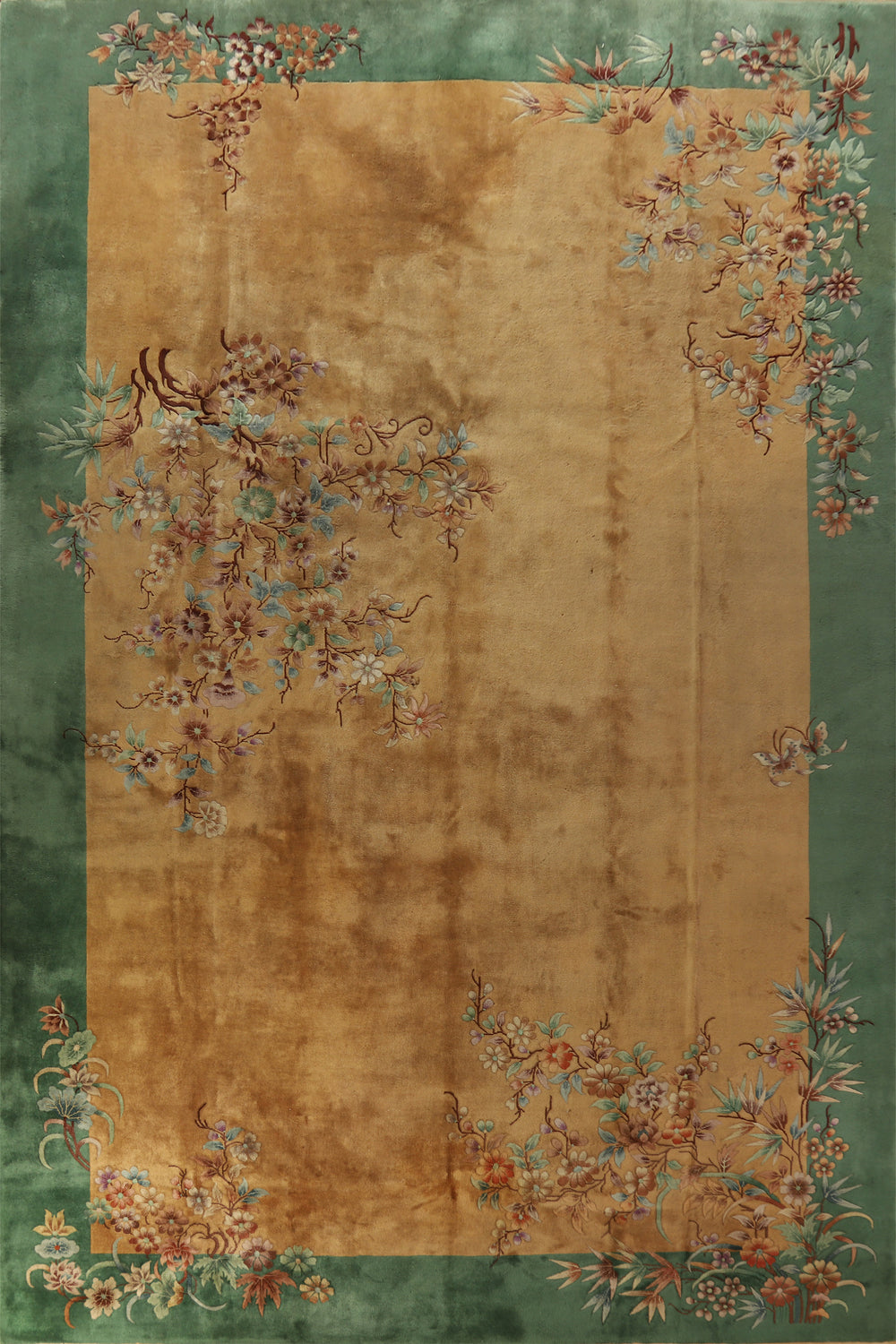 Vegetable Dye Gold Art Deco Nichols Chinese Large Rug 12x18