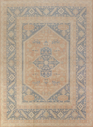 Vegetable Dye Geometric Oushak Oriental Area Rug 9x12