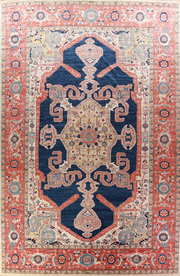 Vegetable Dye Blue Heriz Serapi Oriental Large Rug 12x18