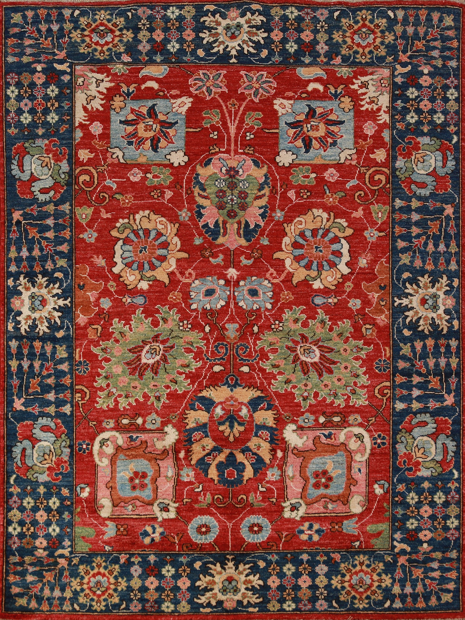 Vegetable Dye Floral Red Ziegler Oriental Rug 5x7