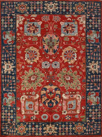 Vegetable Dye Floral Red Ziegler Oriental Rug 5x7