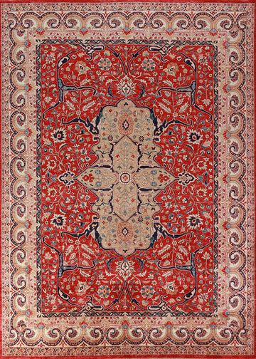 Vegetable Dye Red Heriz Serapi Oriental Area Rug 9x12