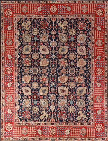 Vegetable Dye Navy Blue Heriz Serapi Oriental Area Rug 8x10