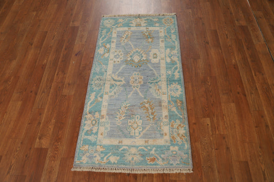 Vegetable Dye Blue Oushak Oriental Rug 2x4