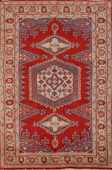 Red Wool Geometric Viss Oriental Rug 4x6