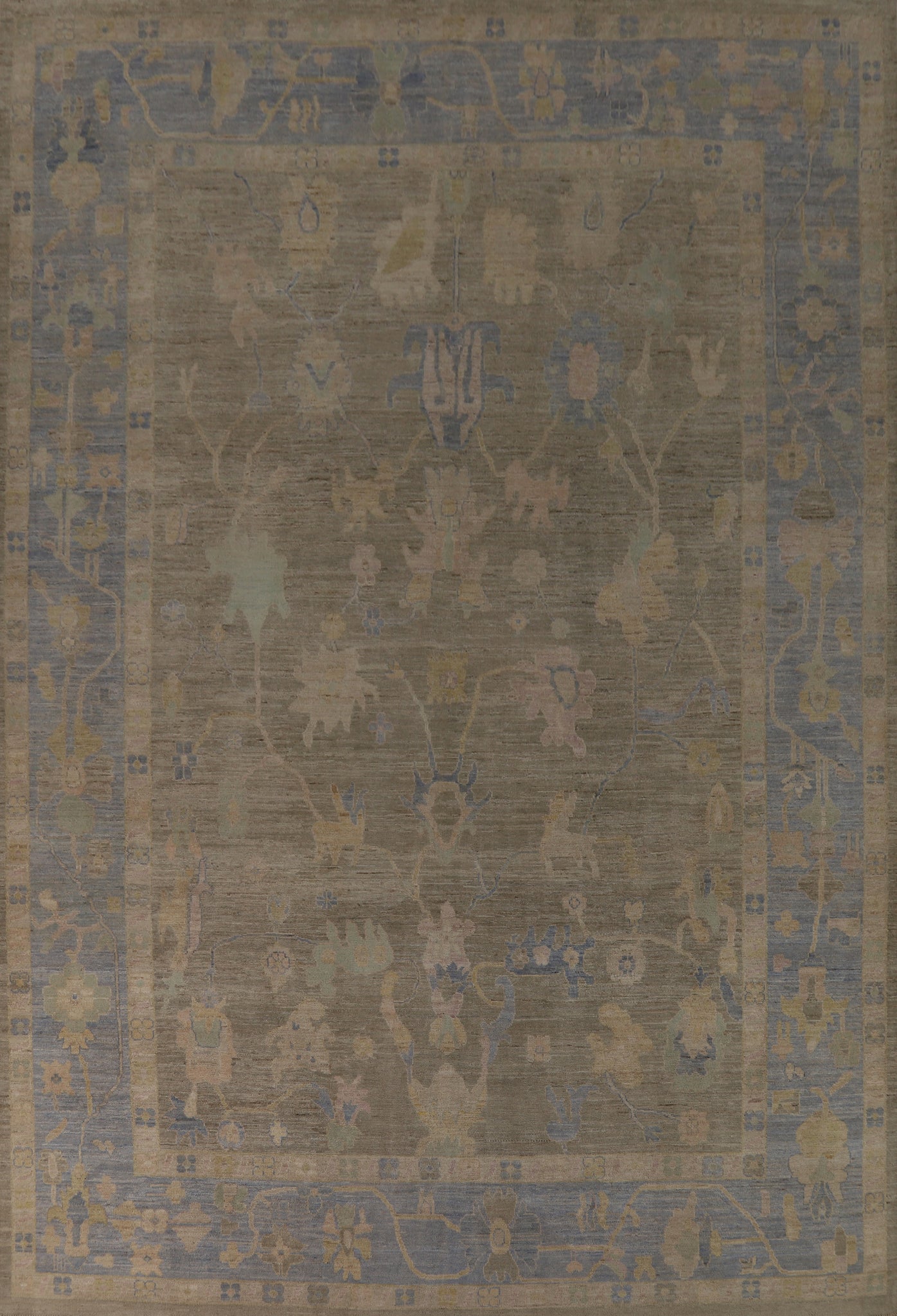 Vegetable Dye Floral Oushak Turkish Large Rug 10x14