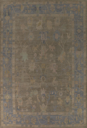Vegetable Dye Floral Oushak Turkish Large Rug 10x14
