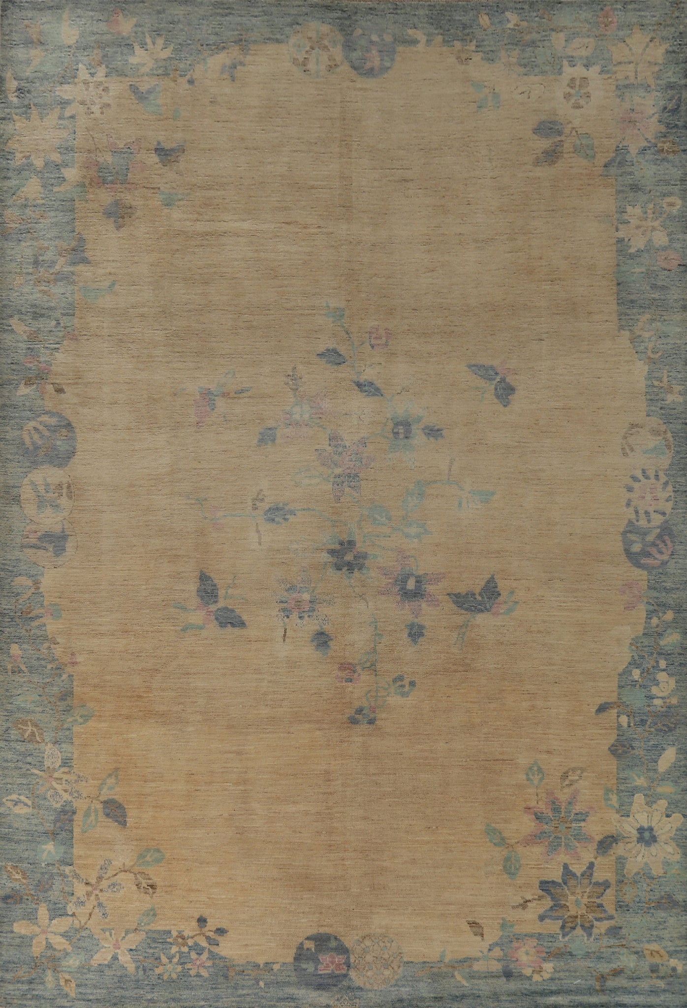 Vegetable Dye Art Deco Turkish Area Rug 10x13