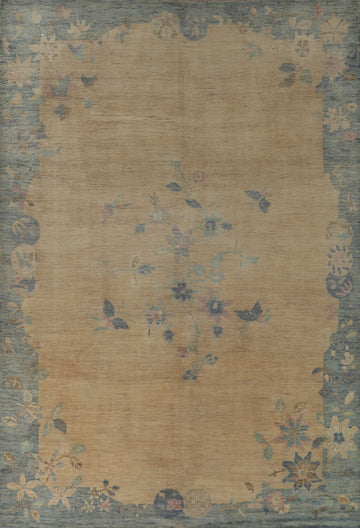 Vegetable Dye Art Deco Turkish Area Rug 10x13