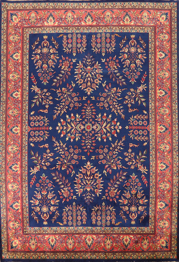 Vegetable Dye Blue Sarouk Oriental Area Rug 9x12
