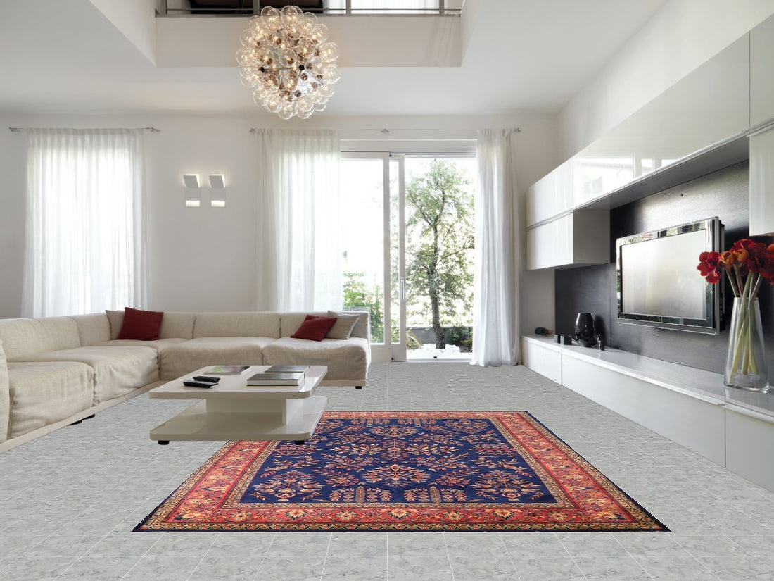 Vegetable Dye Blue Sarouk Oriental Area Rug 9x12