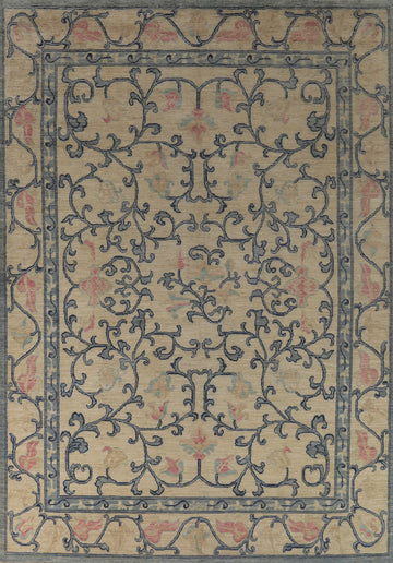 Vegetable Dye Oushak Turkish Area Rug 9x12