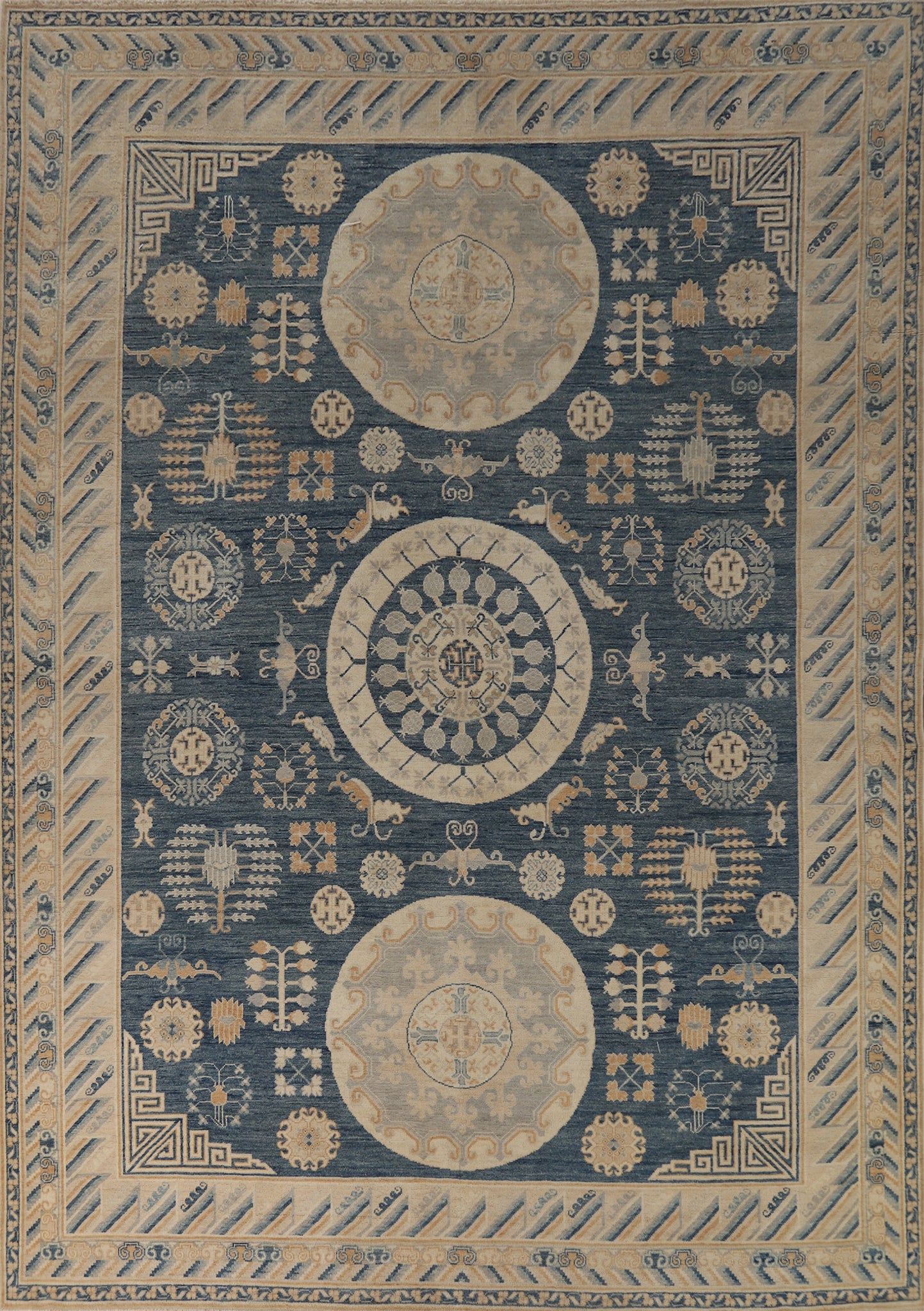 Vegetable Dye Blue Oushak Turkish Area Rug 9x12