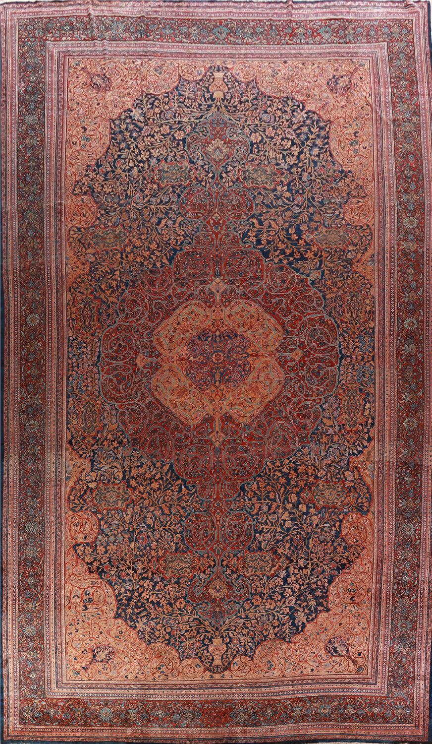Pree-1900 Antique Sarouk Farahan Vegetable Dye Persian Rug 14x23