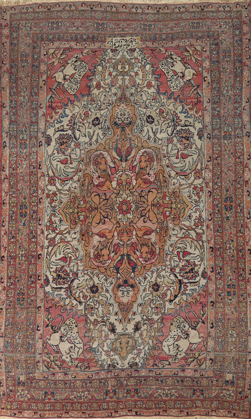 Pre-1900 Vegetable Dye Kerman Ravar Signed Persian Rug 6x12