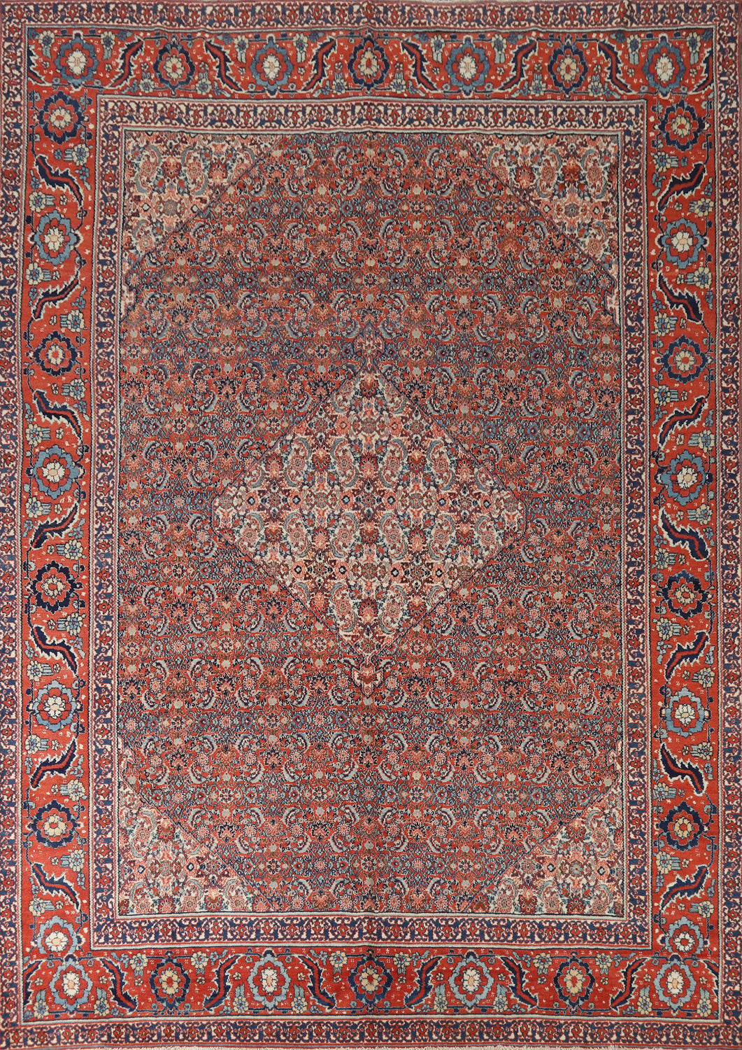 Antique Vegetable Dye Senneh Persian Area Rug 9x12