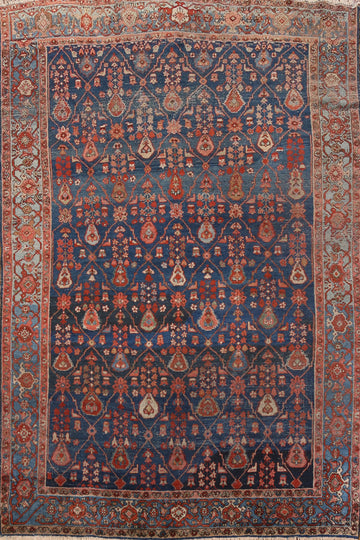 Pre-1900 Vegetable Dye Heriz Serapi Persian Area Rug 7x10