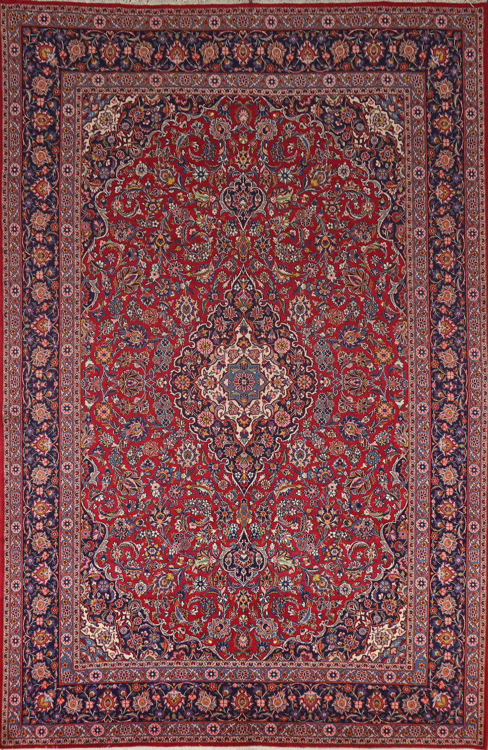 Vegetable Dye Red Kashan Persian Area Rug 7x11