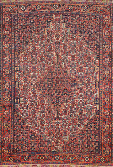 Pre-1900 Vegetable Dye Senneh Haftrang Persian Rug 4x6