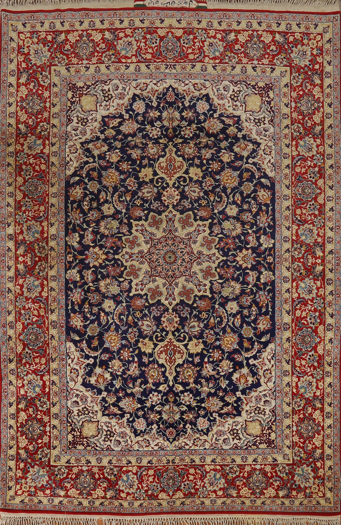 Vegetable Dye Vintage Signed Isfahan Persian Rug 5x7