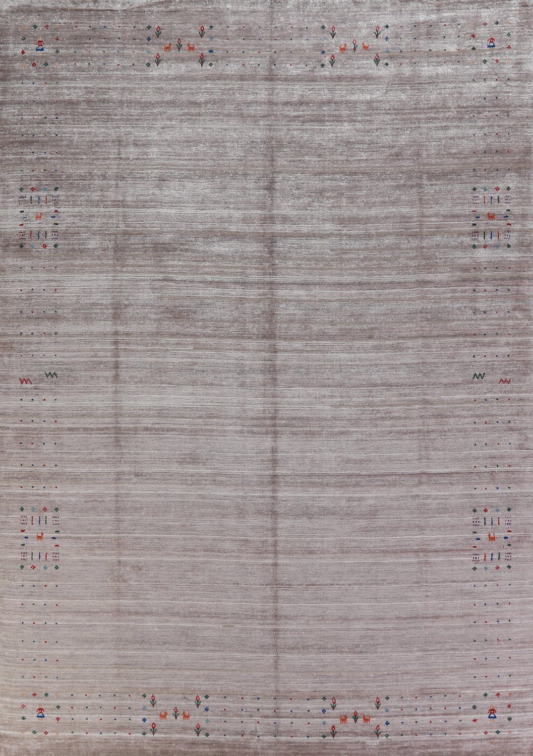 Striped Silk Gabbeh Oriental Area Rug 9x12