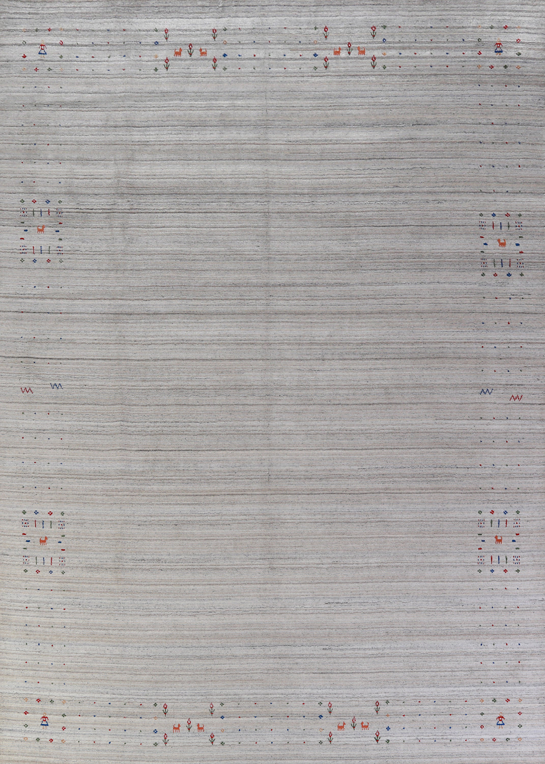 Handmade Silver Wool Gabbeh Indian Area Rug 9x12