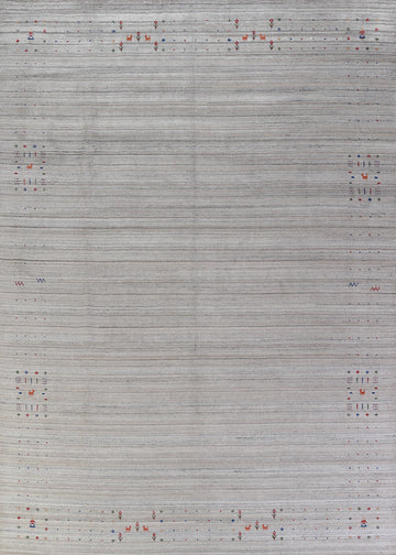 Handmade Silver Wool Gabbeh Indian Area Rug 9x12